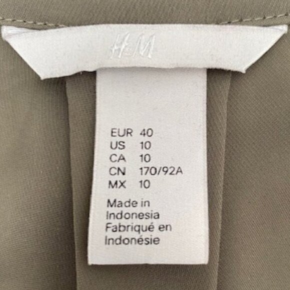 H and M Olive Green Long Sleeve Belted Shirt Dress Size 10 - Picture 10 of 11